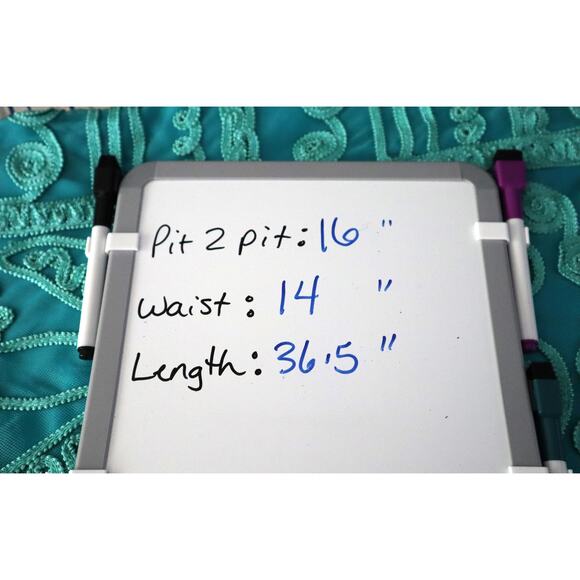 T&W Designs Blue and Green Embroidered Floral Mini Dress Short Cocktail Small - Picture 10 of 10